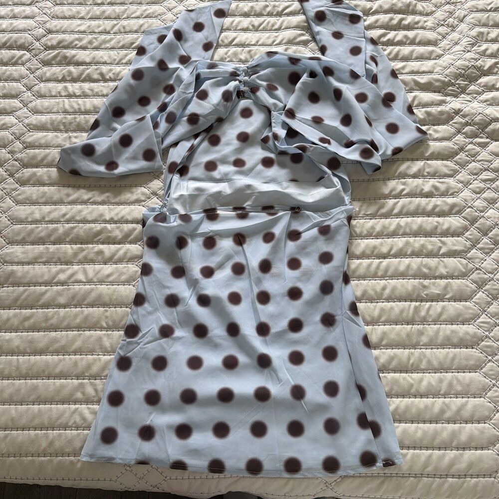 Peppermayo Get Me Halter Mini Dress - Blue Mocha Dot XXS - Picture 2 of 8